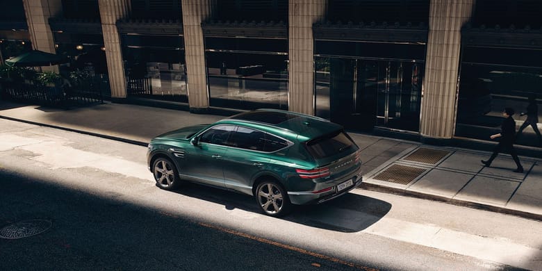 Genesis GV80 Coupe Green Falcon rear view