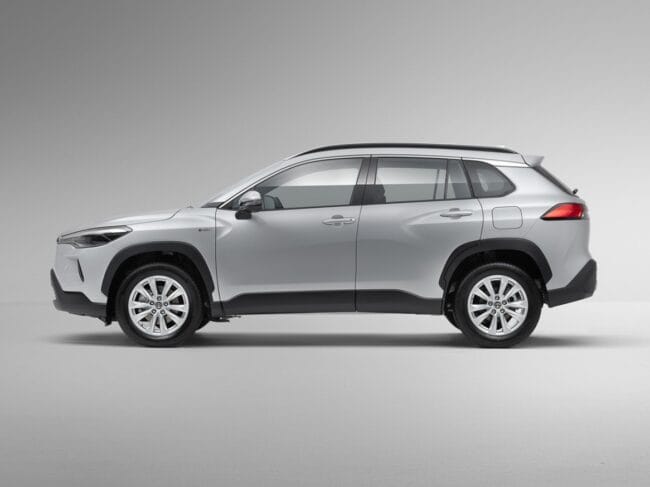 Toyota Corolla Cross side view in grey color