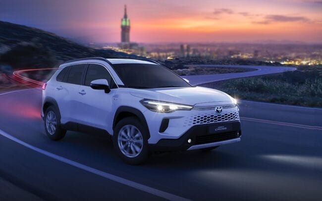 Toyota Corolla Cross side view in white color