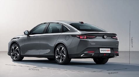 Changan Eado Plus rear view in grey color