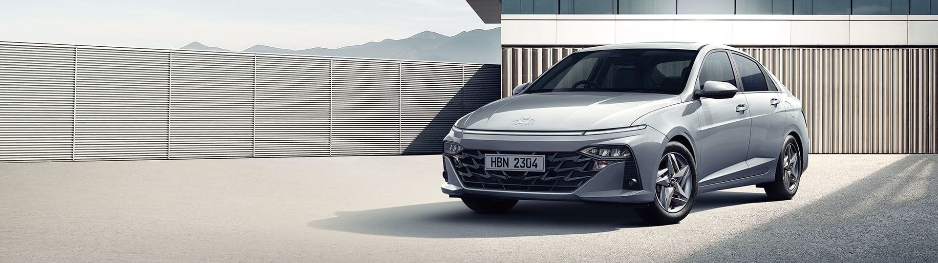 Hyundai Accent front view in grey color