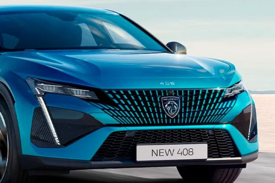 Peugeot 408 front view in blue color