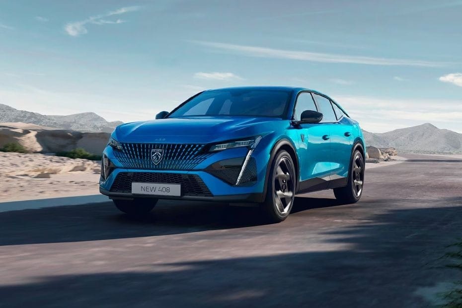 Peugeot 408 front view in blue color