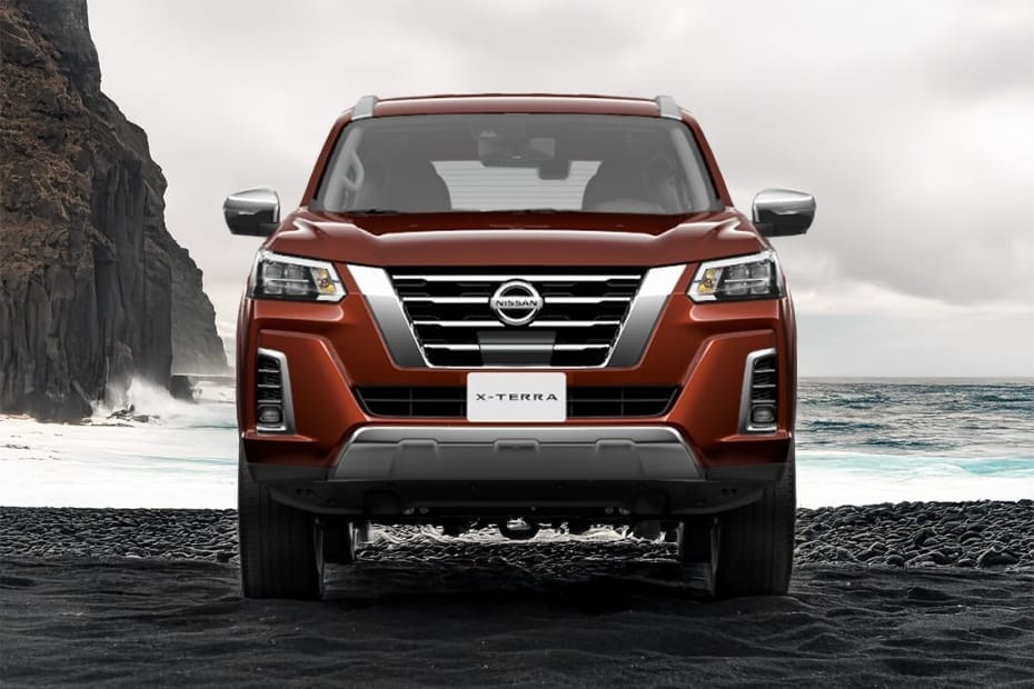 Nissan Xterra front view in red color