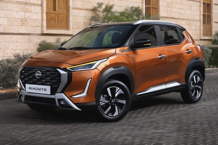 Nissan Magnite side view in orange color