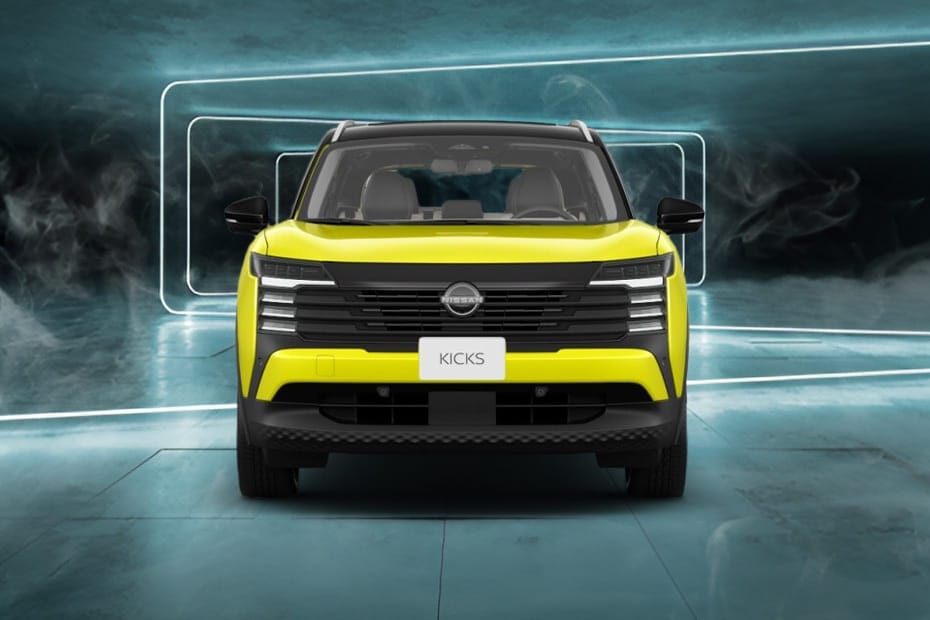 Nissan Kicks front view in yellow color