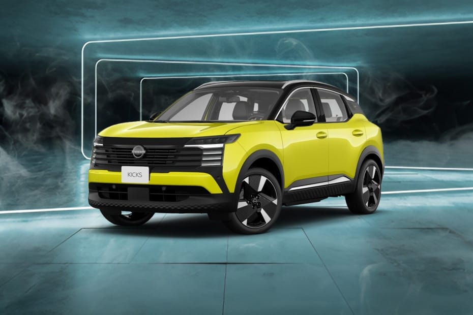 Nissan Kicks front view in yellow color
