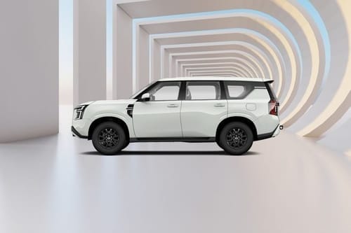 Nissan Patrol side view in white color