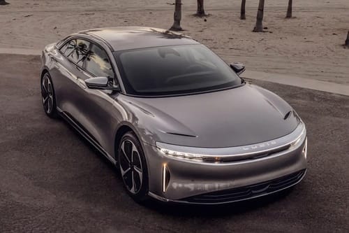 Lucid Air top view in grey color