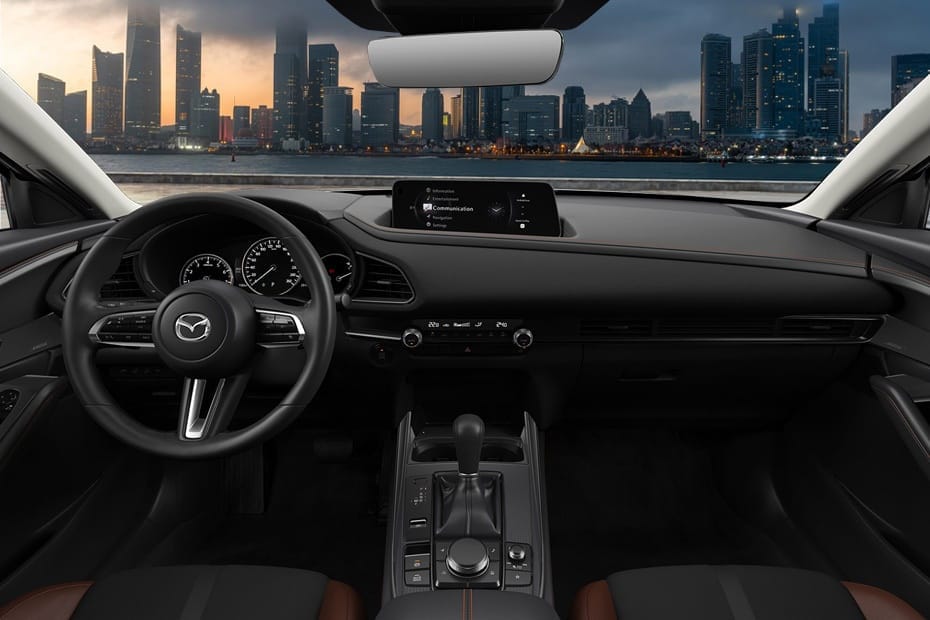 Mazda CX-30 interior view in black color