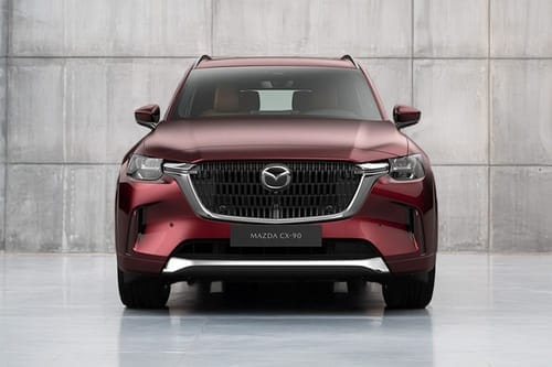 Mazda CX-90 front view in red color